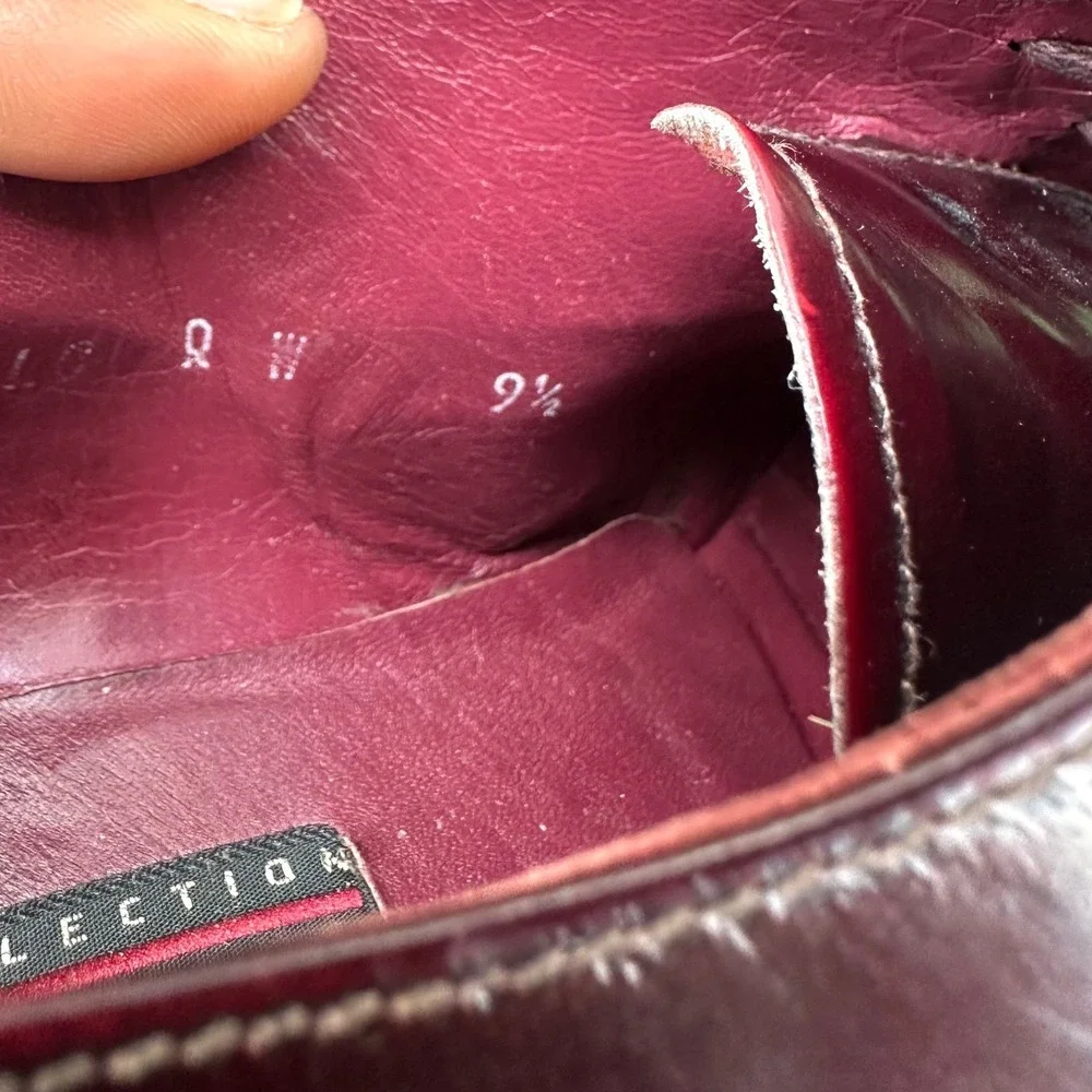 Mario‎ Bruni Men's Italian Leather Oxford Shoes Size 9.5W Burgundy